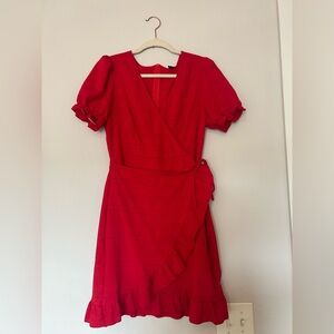 Red Ruffle Wrap Dress